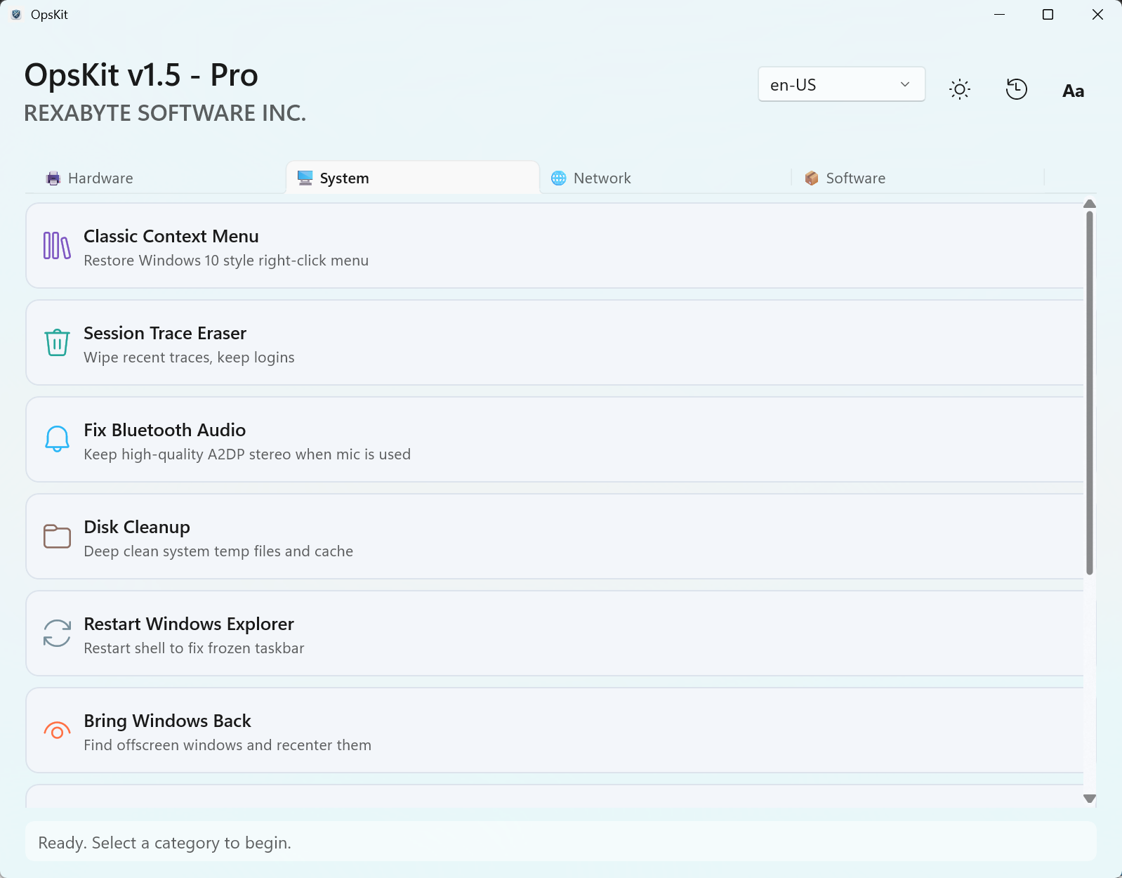 OpsKit System tab